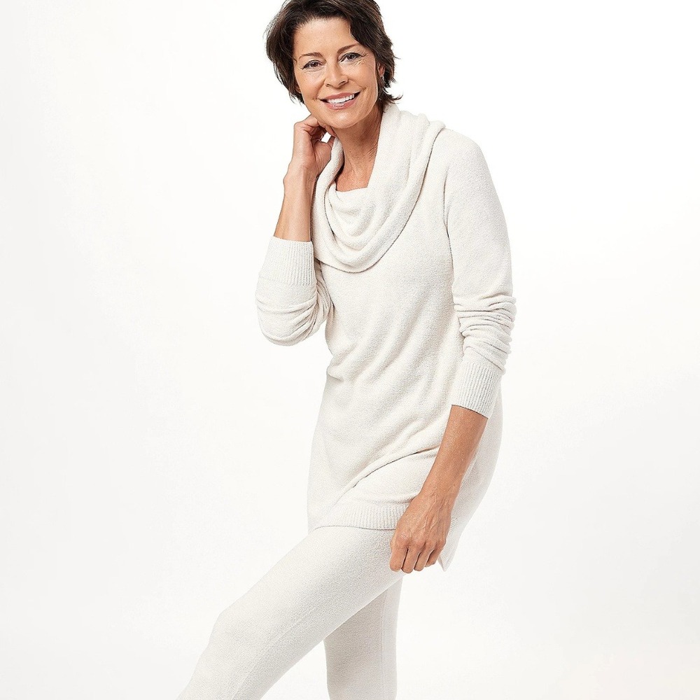 Barefoot Dreams CozyChic Ultra Lite Womens XS Sand Dune Coastal Cowl Neck Tunic